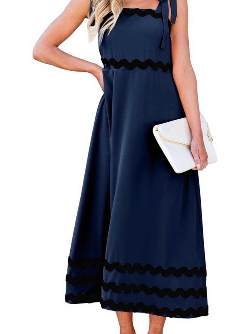 Women’s Navy Maxi Dress with Black Trim